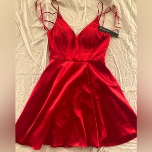 Red satin homecoming dress from Dillards